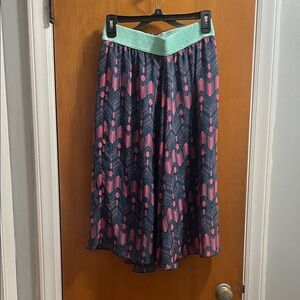 LuLaRoe A-Line Skirt with Pink and Blue Pattern